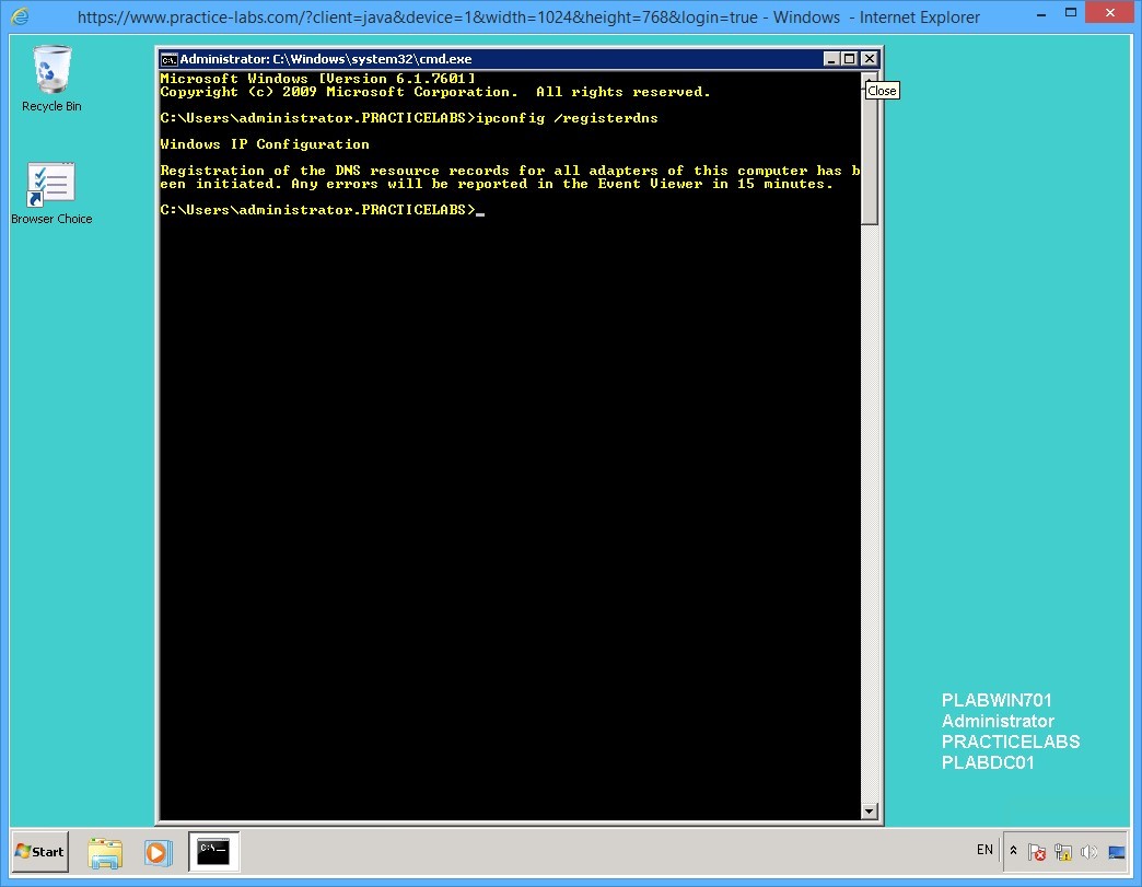 Practice Labs screenshot.